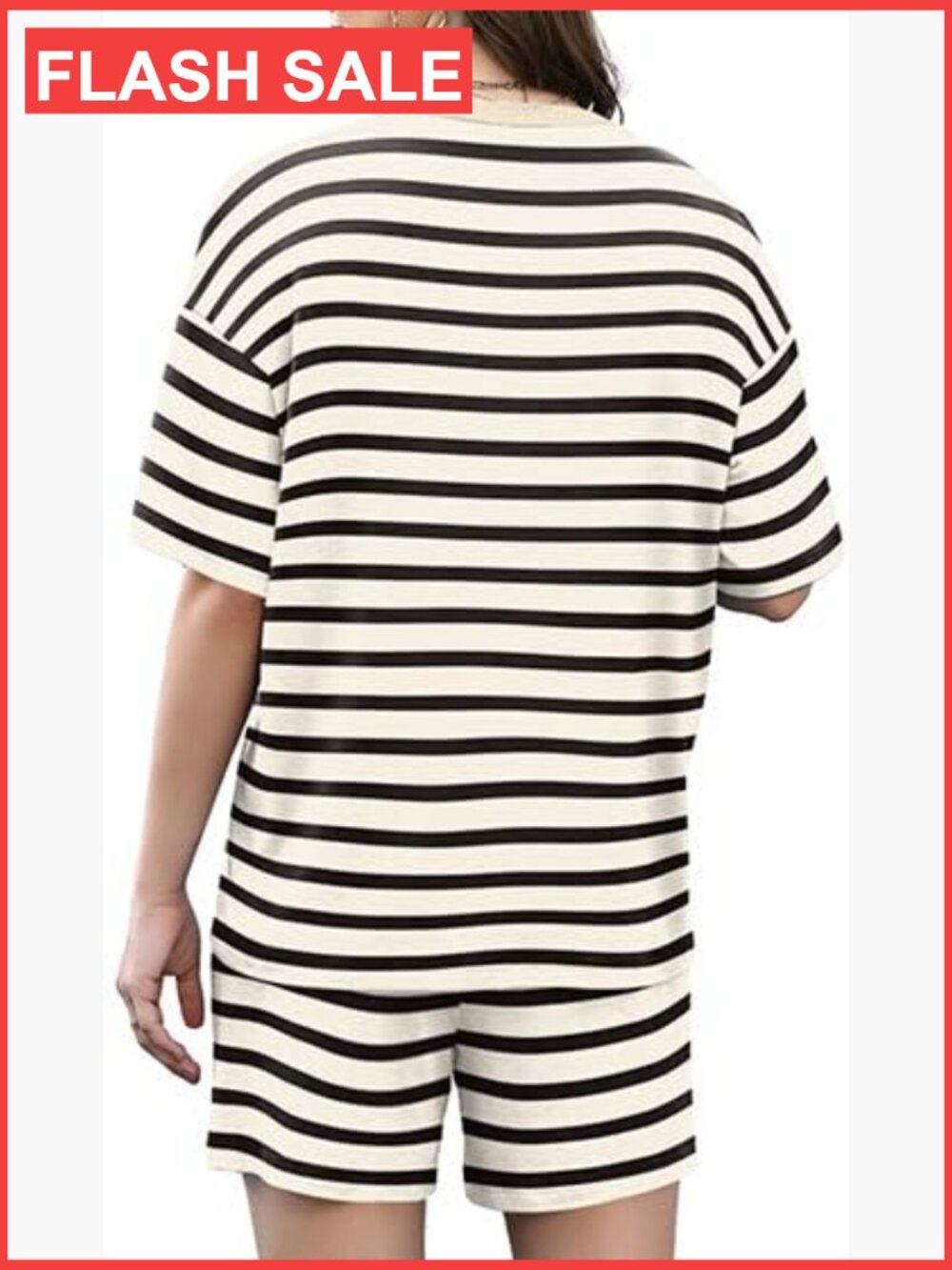 Lightweight Polyester Lounge Set with V-Neck and Elastic Waist, Size Large - Picture 5 of 7